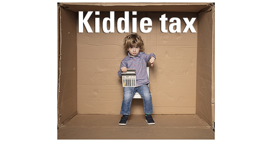 A child with text reading "kiddie tax"